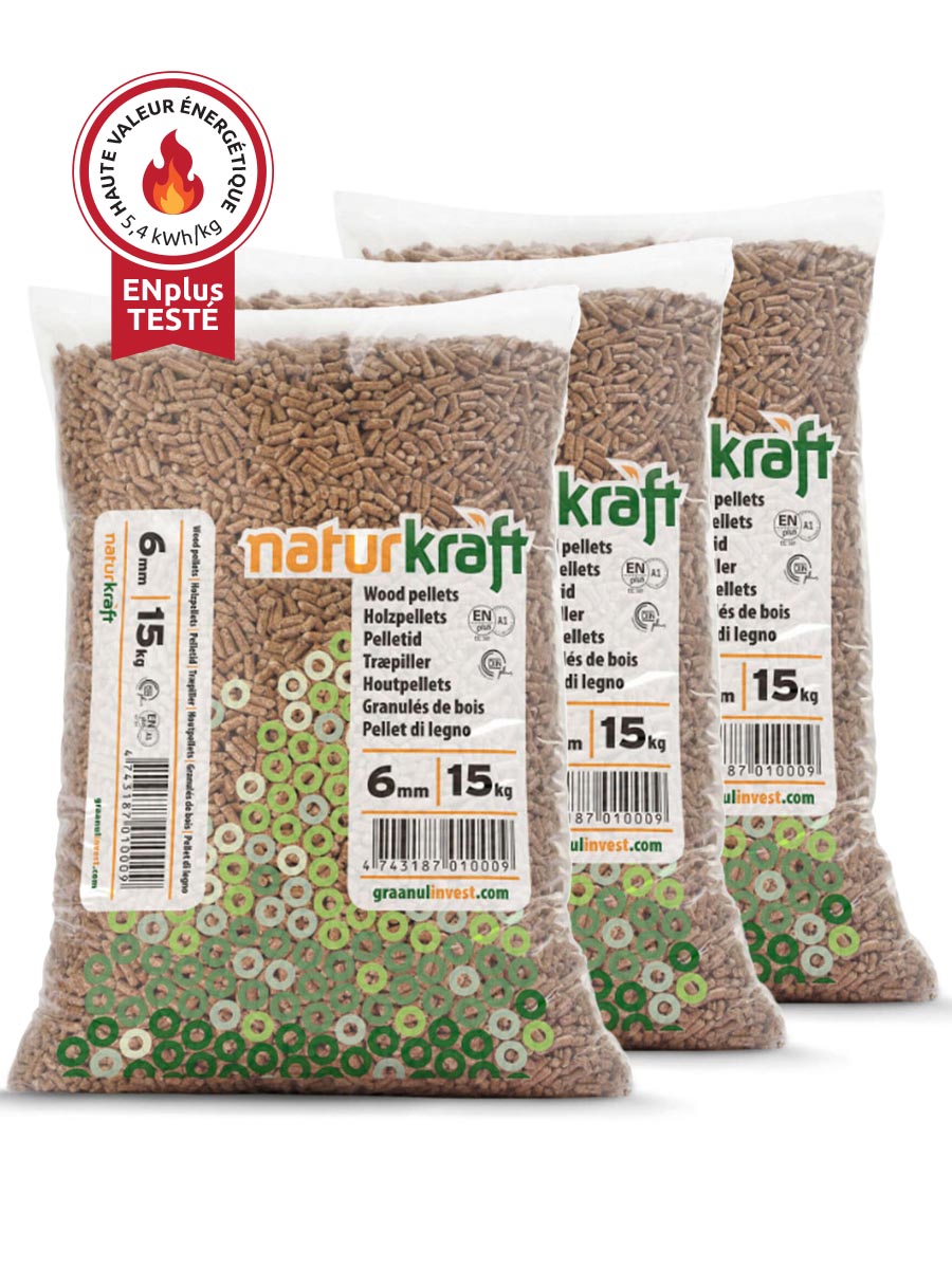 Holzpellets EN+ A1 / DIN+ vier komplette Paletten, 264 Säcke à 15 kg (3960 kg)