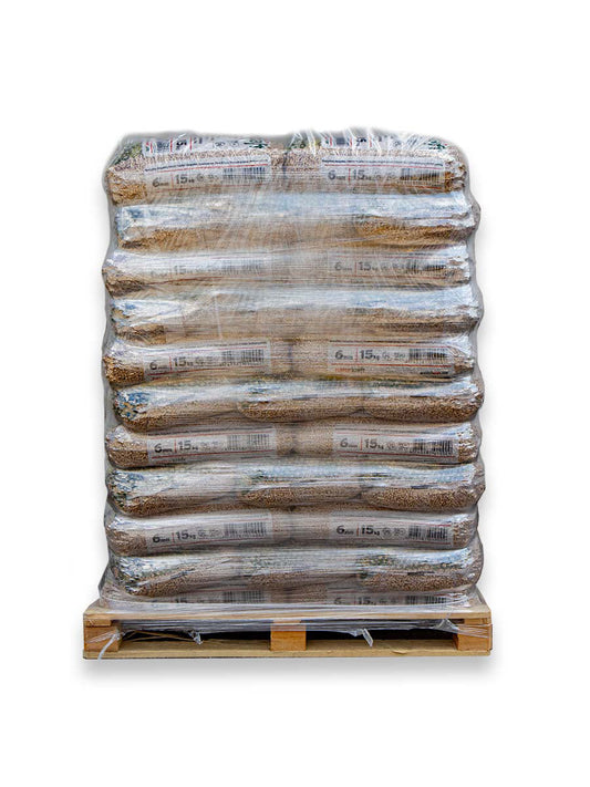 Holzpellets EN+A1 / DIN+ zwei komplette Paletten, 132 Säcke à 15 kg (1980 kg)