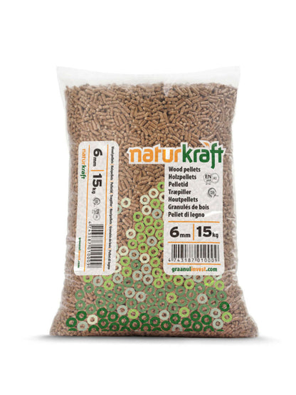 Holzpellets EN+A1 / DIN+ zwei komplette Paletten, 132 Säcke à 15 kg (1980 kg)